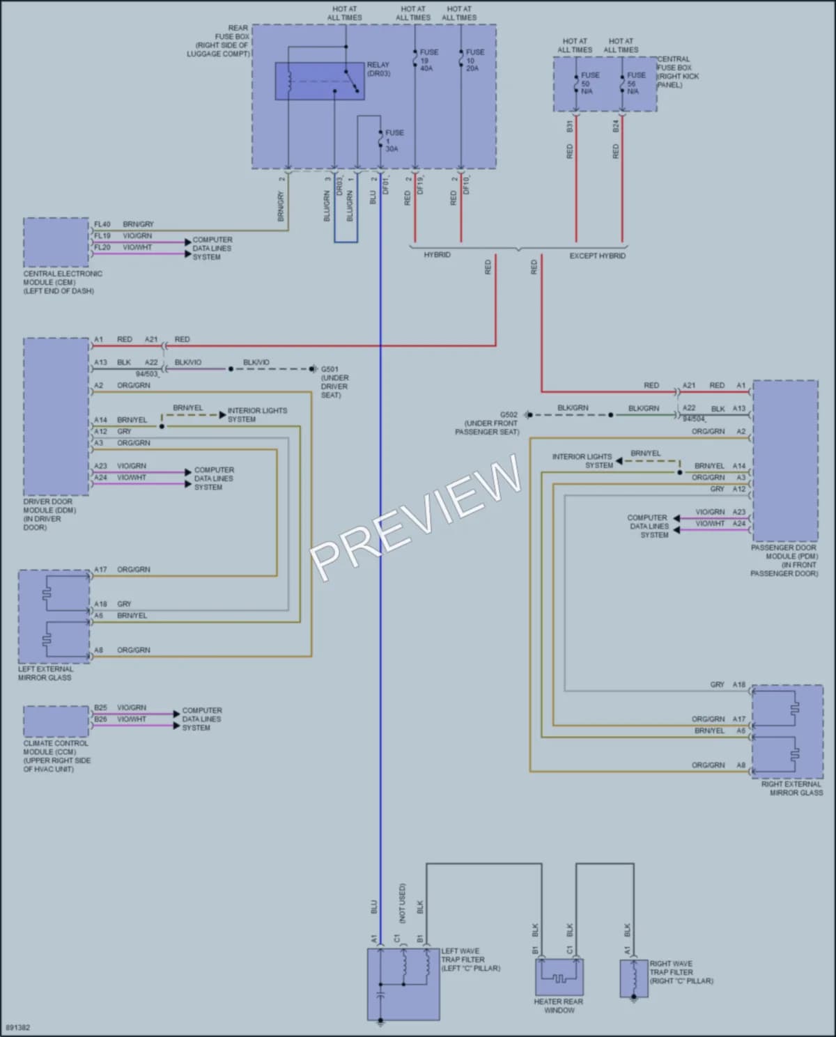 2021 Volvo S60PlugIn Defoggers wiring diagram preview