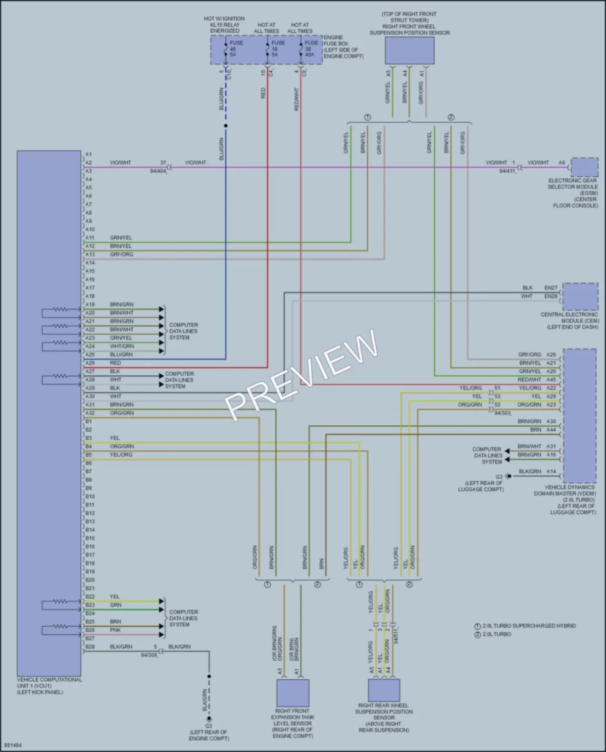 2021 Volvo S60PlugIn Electronic Suspension wiring diagram preview