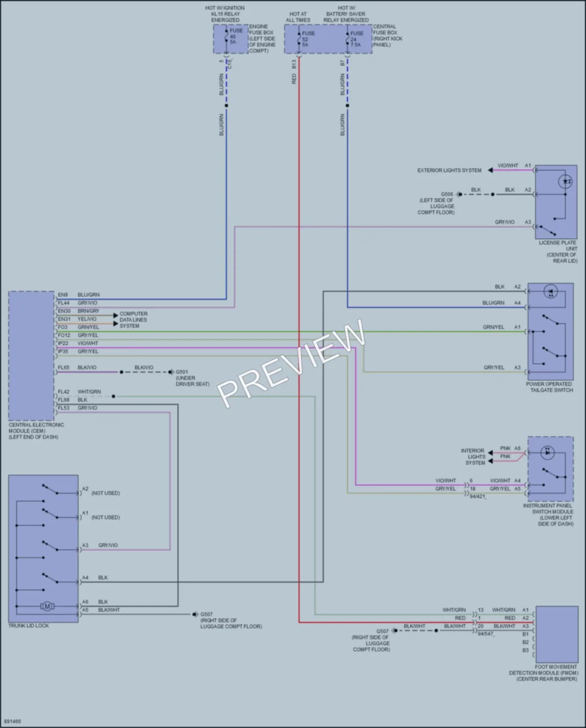 2021 Volvo S60PlugIn Trunk Tailgate Fuel Door wiring diagram preview