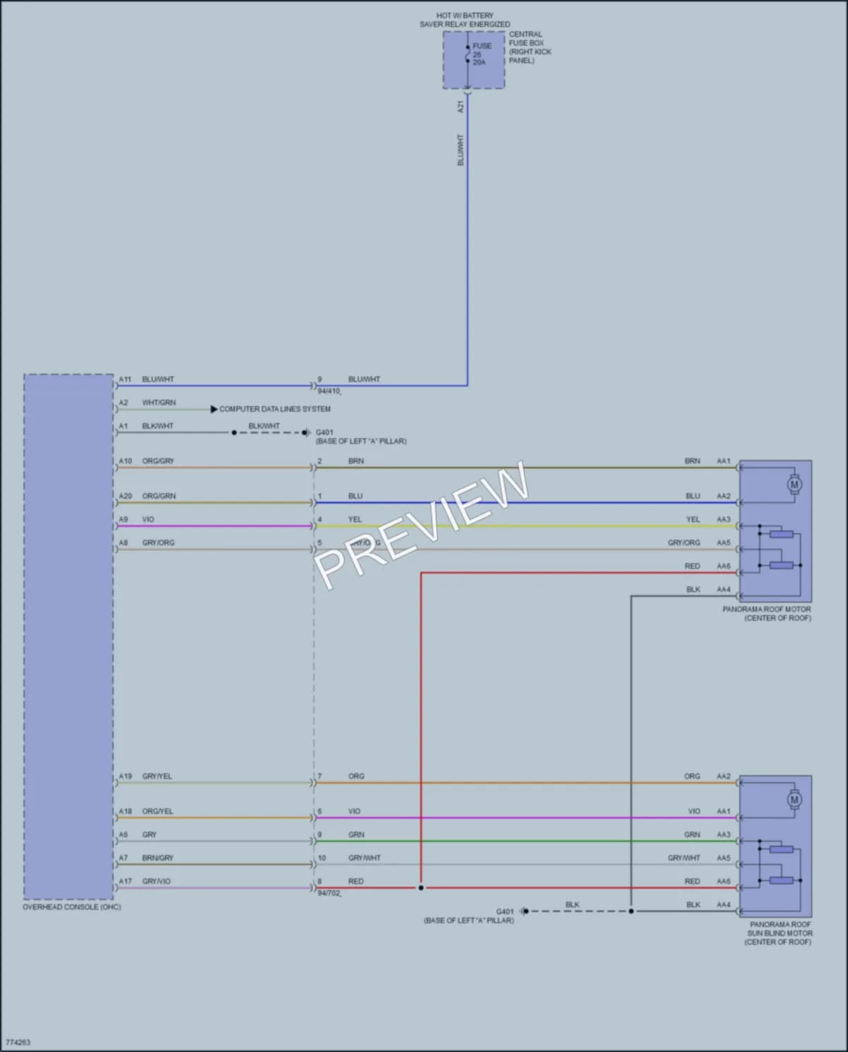 2021 Volvo XC90 Power Top Sunroof wiring diagram preview