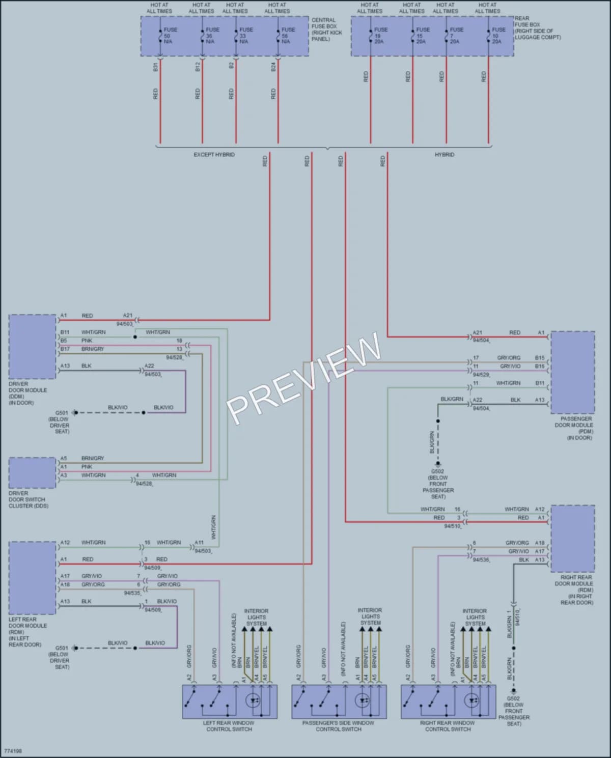 2021 Volvo XC90PlugIn Power Windows wiring diagram preview