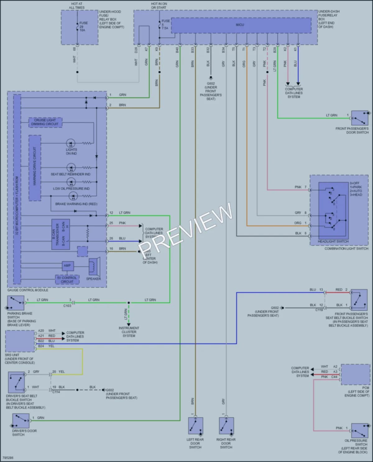 2022 Acura ILX Warning Systems wiring diagram preview