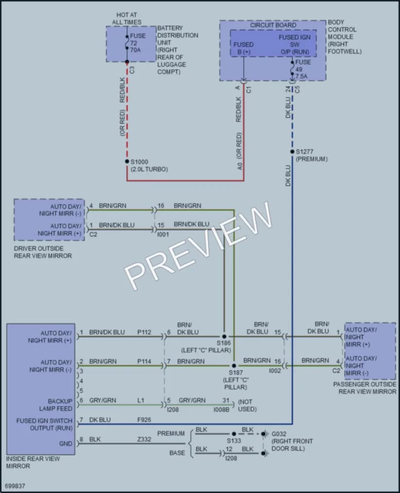 2022 AlfaRomeo Giulia Power Mirrors wiring diagram preview