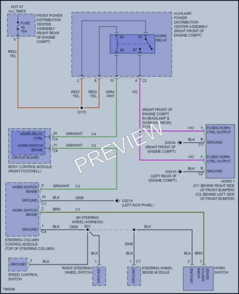 2022 AlfaRomeo Stelvio Horn wiring diagram preview