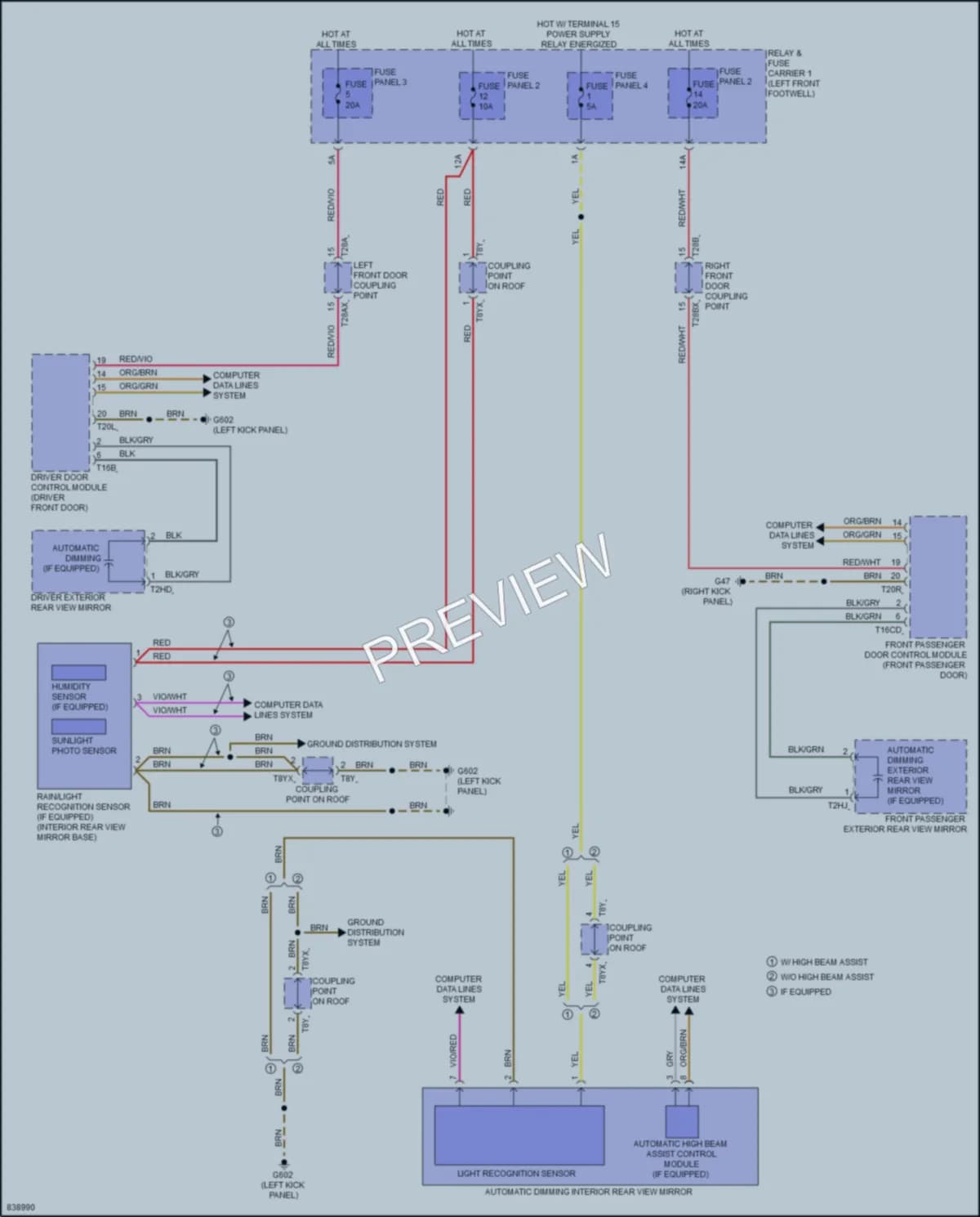 2022 Audi A4allroad Power Mirrors wiring diagram preview