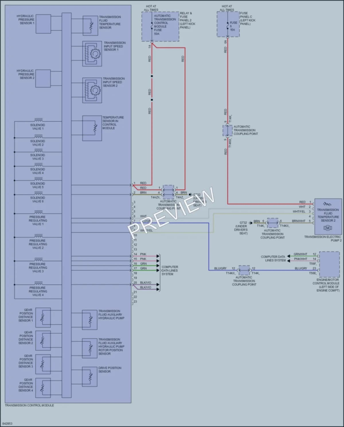 2022 Audi A7 Transmission wiring diagram preview