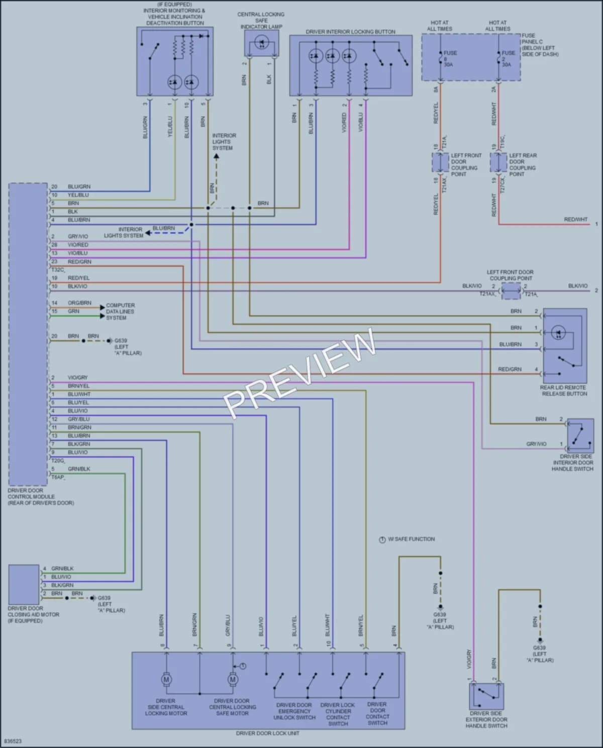 2022 Audi A8L Power Door Locks wiring diagram preview