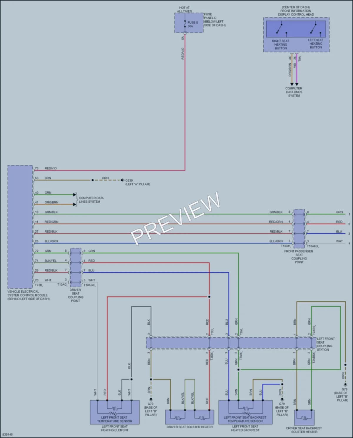 2022 Audi A8L Power Seats wiring diagram preview