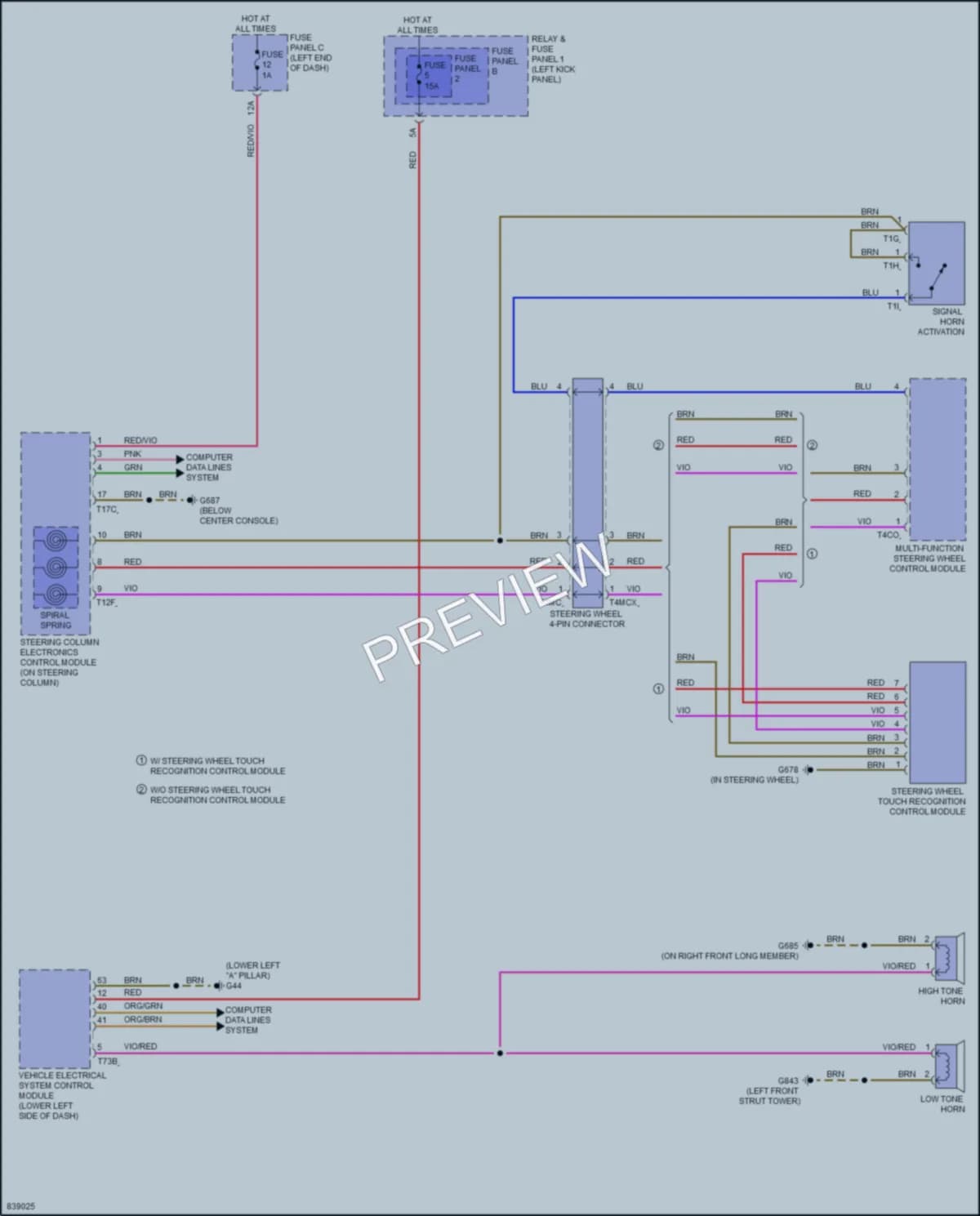 2022 Audi Q5e Horn wiring diagram preview