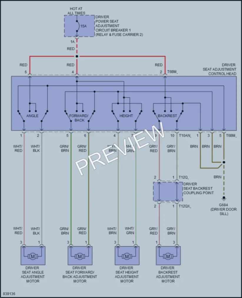 2022 Audi Q8 Power Seats wiring diagram preview