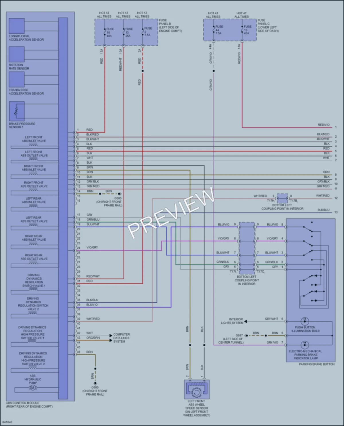 2022 Audi RS3 Anti Lock Brakes wiring diagram preview