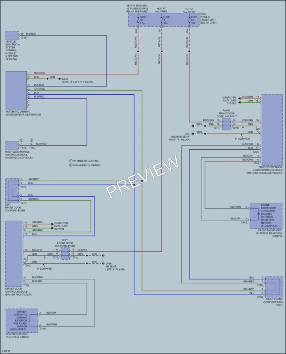2022 Audi RS3 Power Mirrors wiring diagram preview