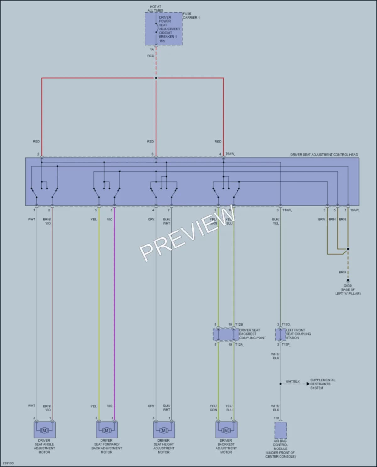 2022 Audi RS3 Power Seats wiring diagram preview