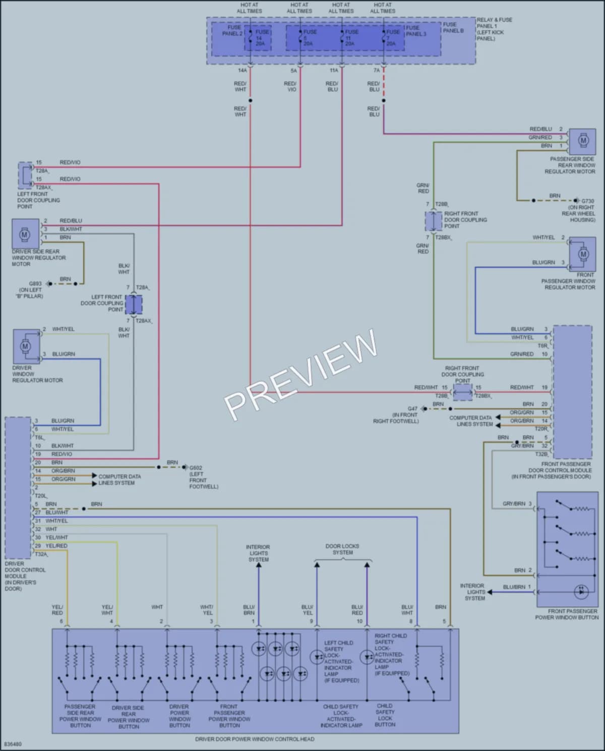 2022 Audi RS5 Power Windows wiring diagram preview