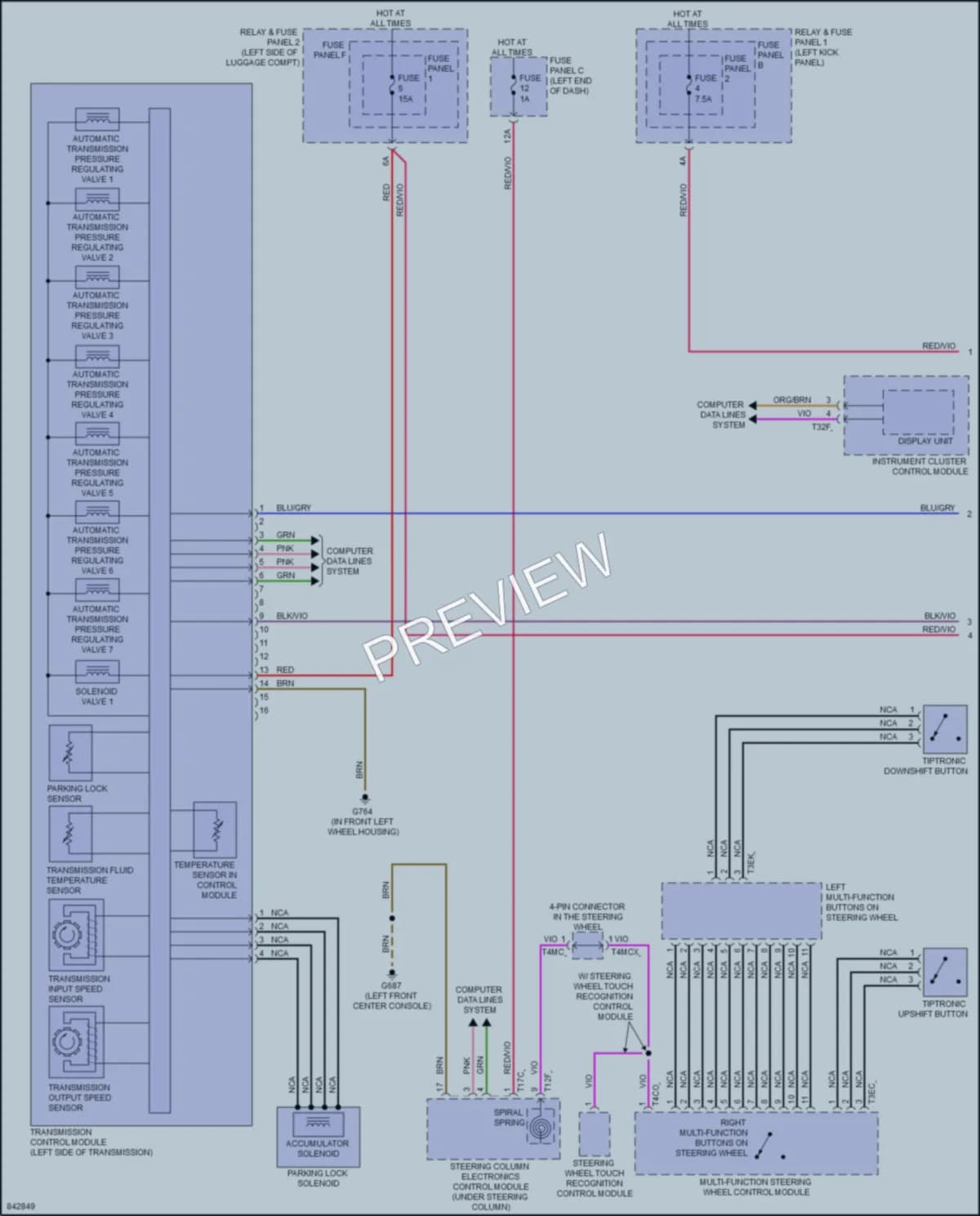 2022 Audi RS5 Transmission wiring diagram preview