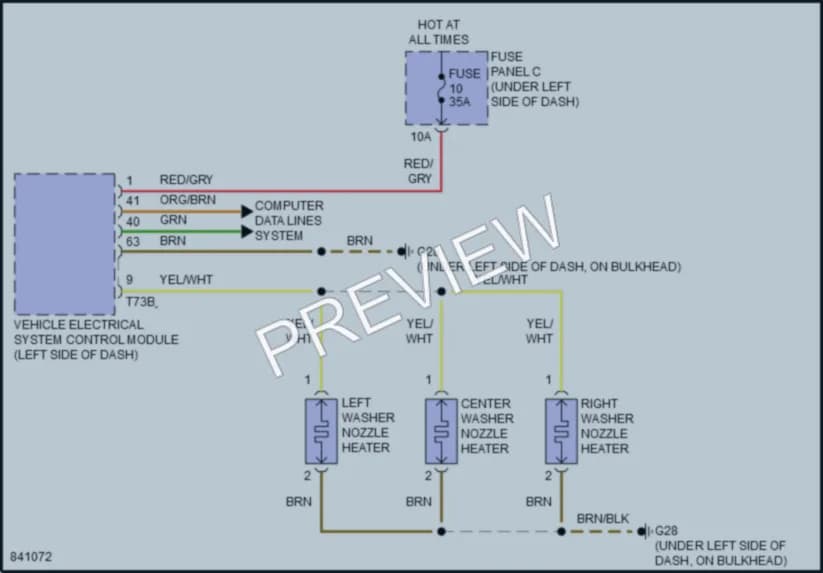 2022 Audi RSQ8 Wiper Washer wiring diagram preview