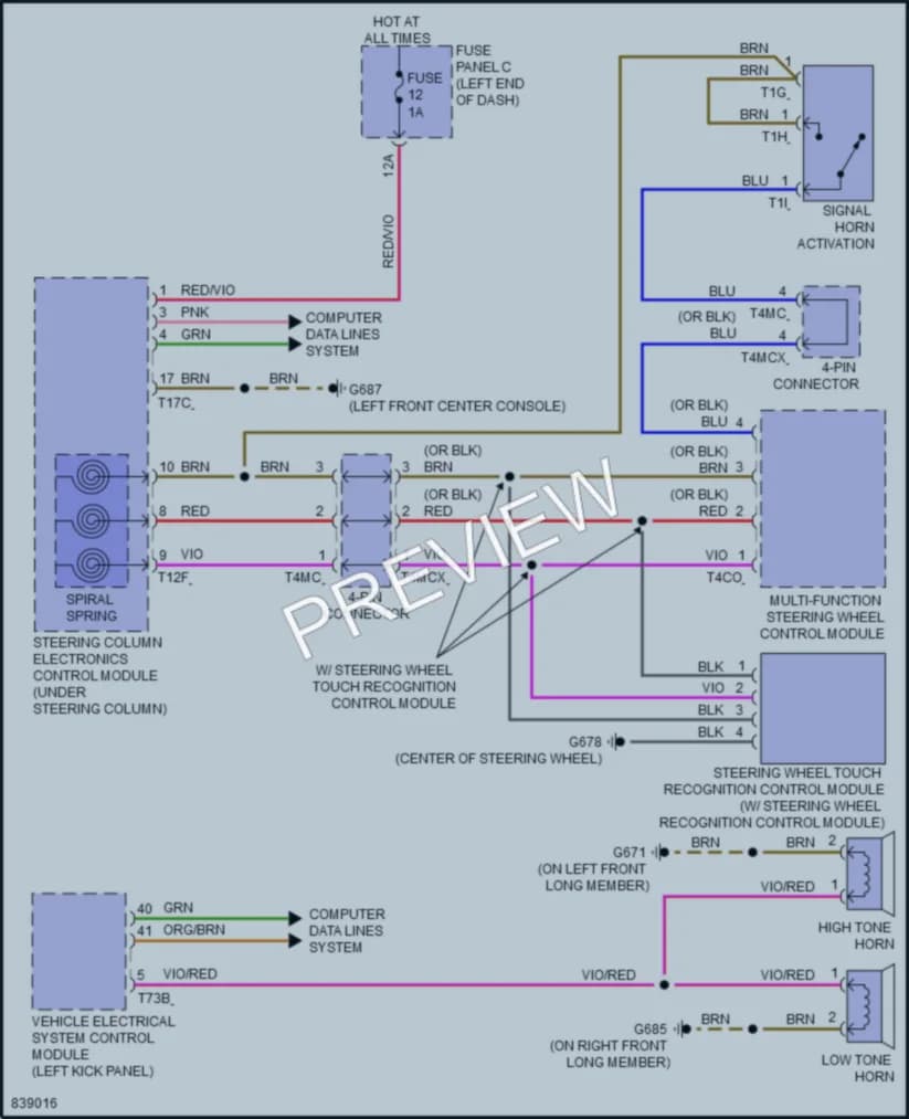 2022 Audi S5 Horn wiring diagram preview