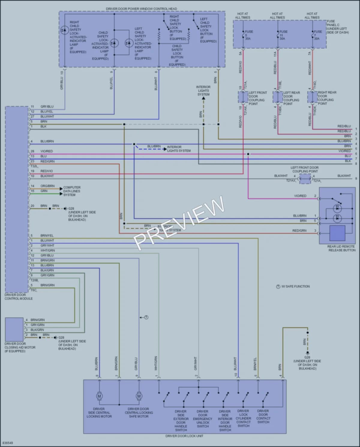 2022 Audi SQ8 Power Door Locks wiring diagram preview