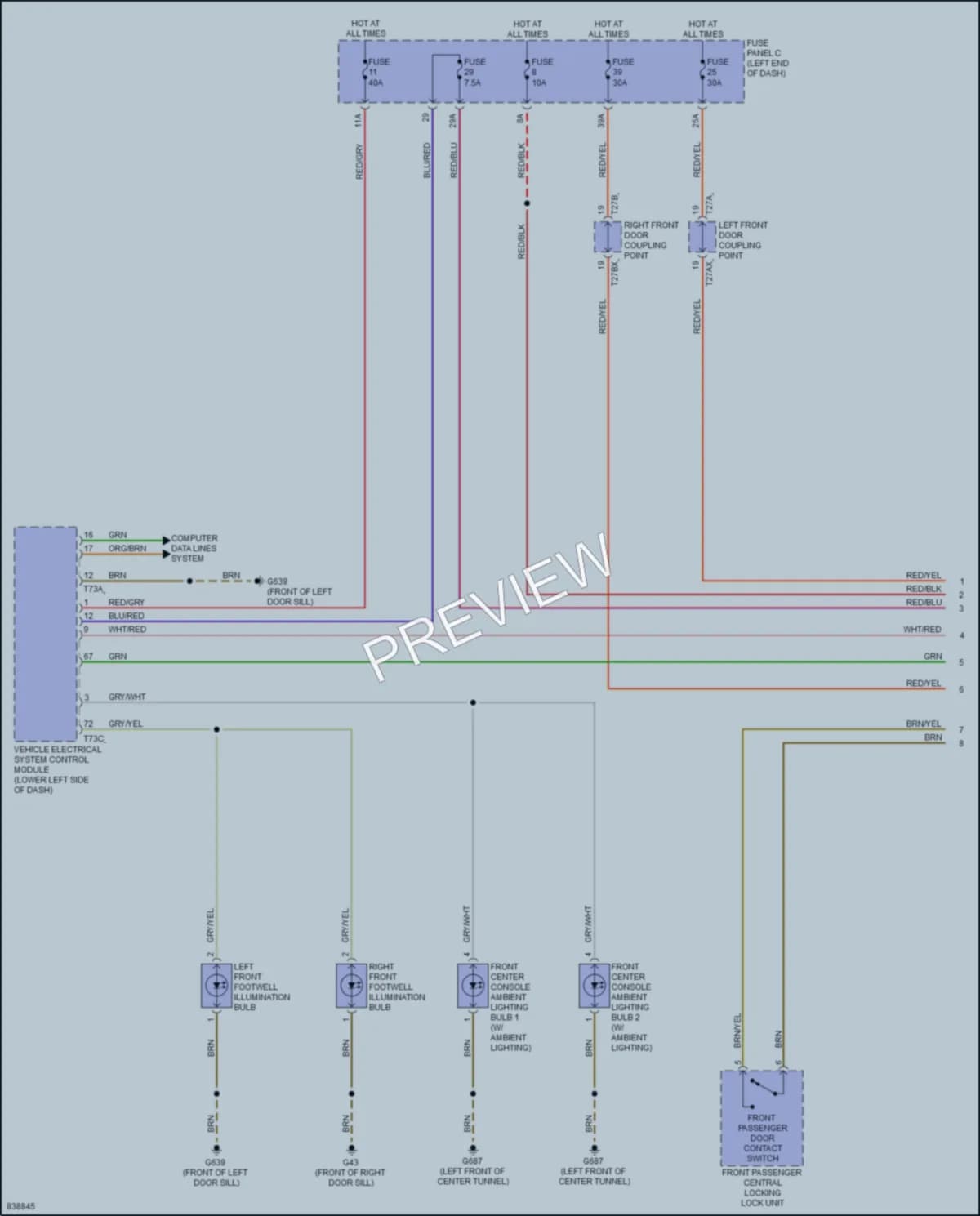 2022 Audi TTRS Interior Lights wiring diagram preview