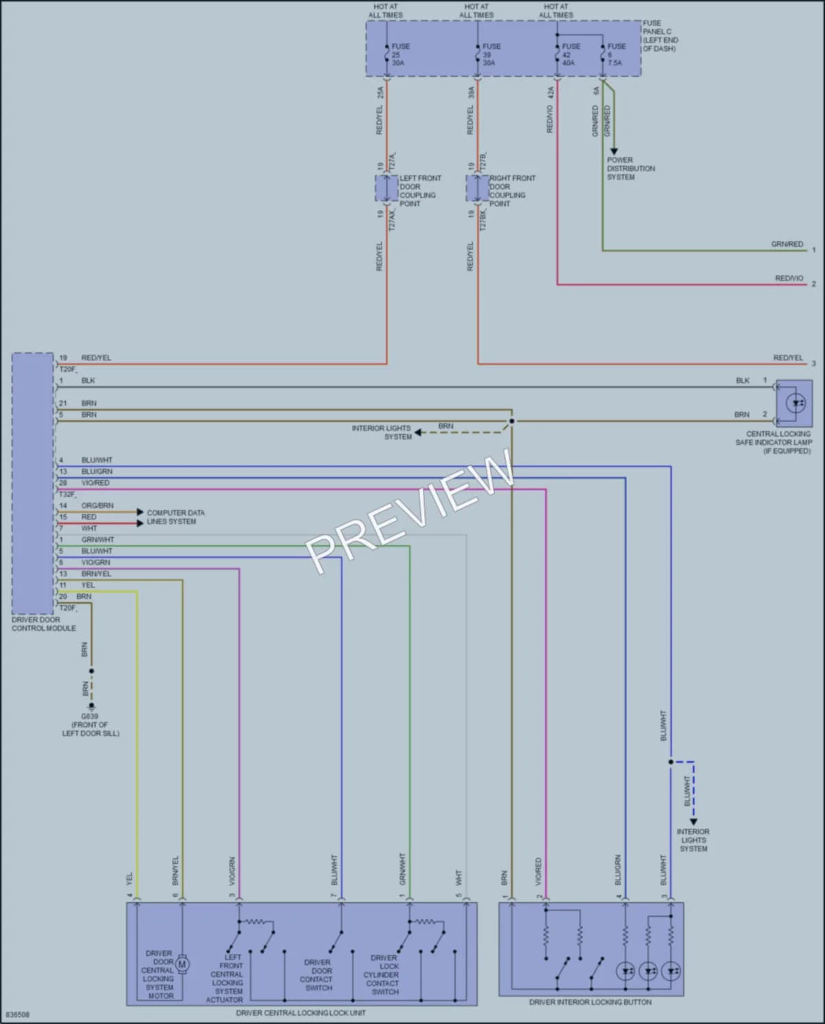2022 Audi TTS Power Door Locks wiring diagram preview