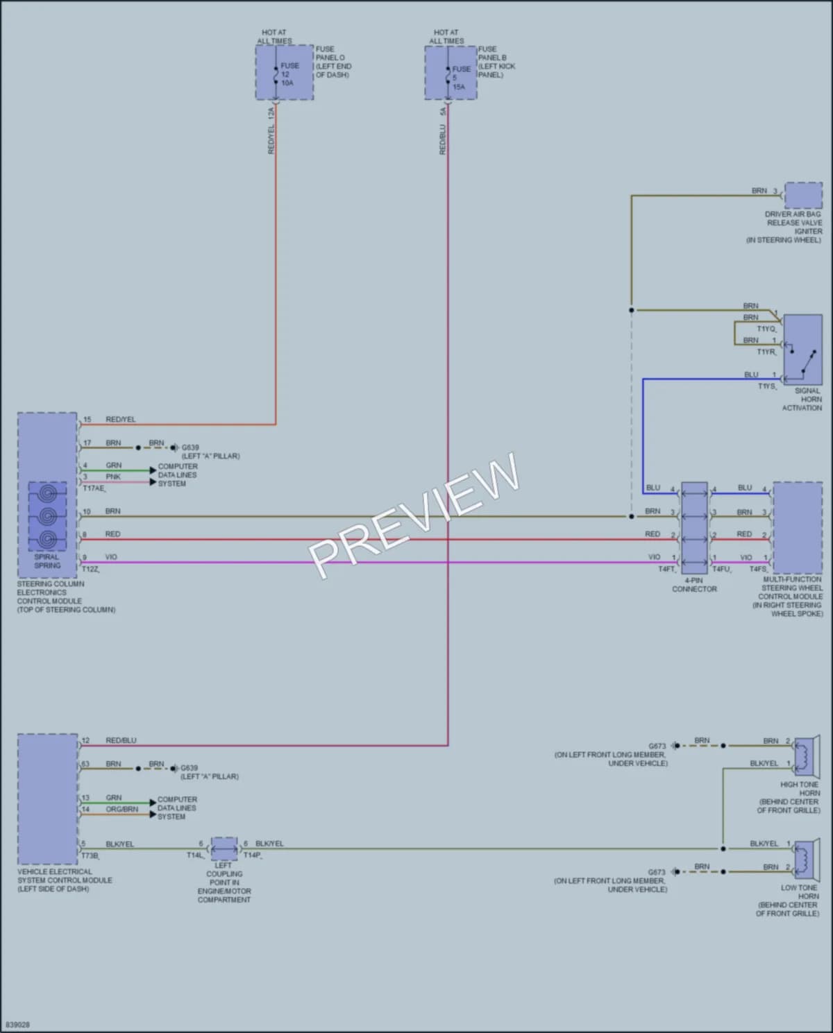 2022 Audi etronGT Horn wiring diagram preview