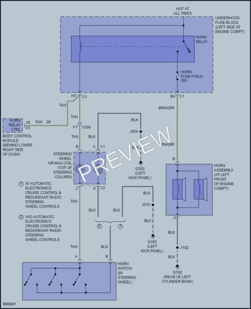 2022 Chevrolet 2500Express Horn wiring diagram preview