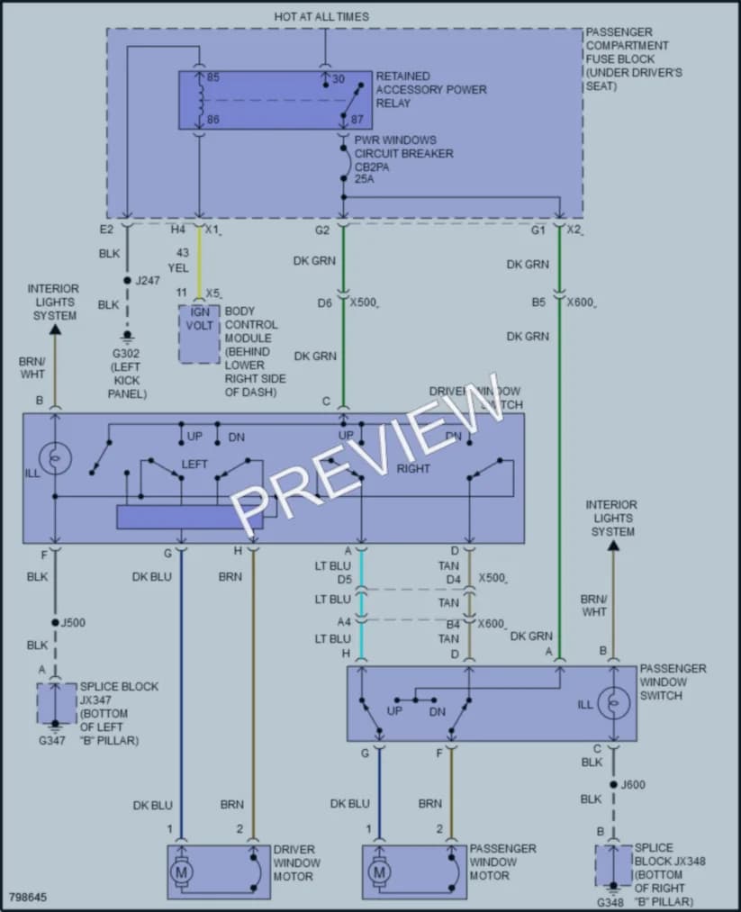 2022 Chevrolet 2500Express Power Windows wiring diagram preview