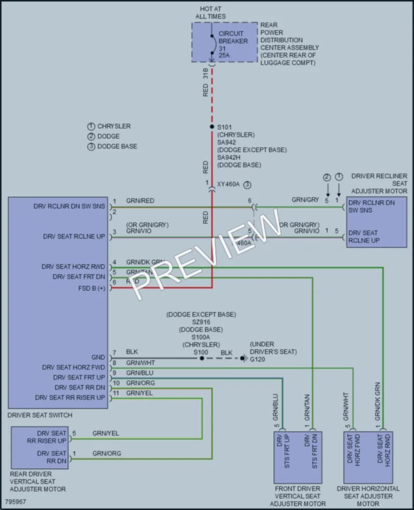 2022 Chrysler 300 Power Seats wiring diagram preview