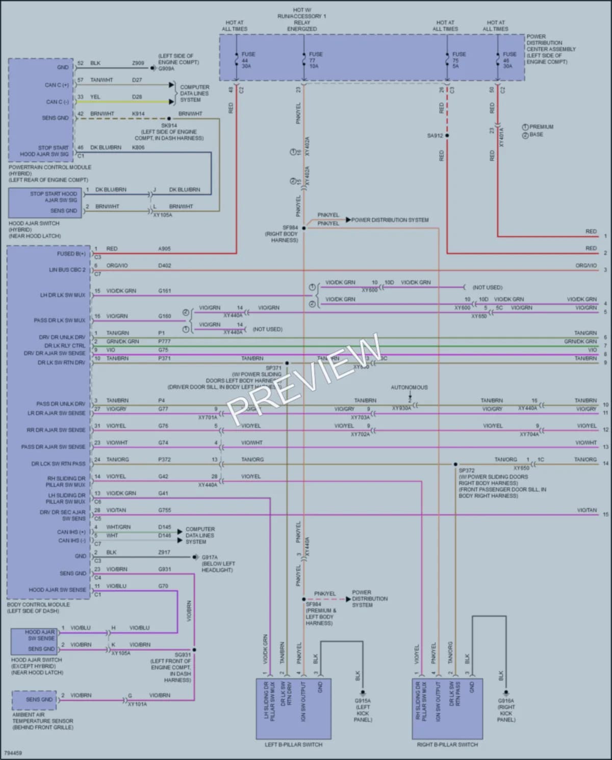 2022 Chrysler PacificaHybrid Power Door Locks wiring diagram preview
