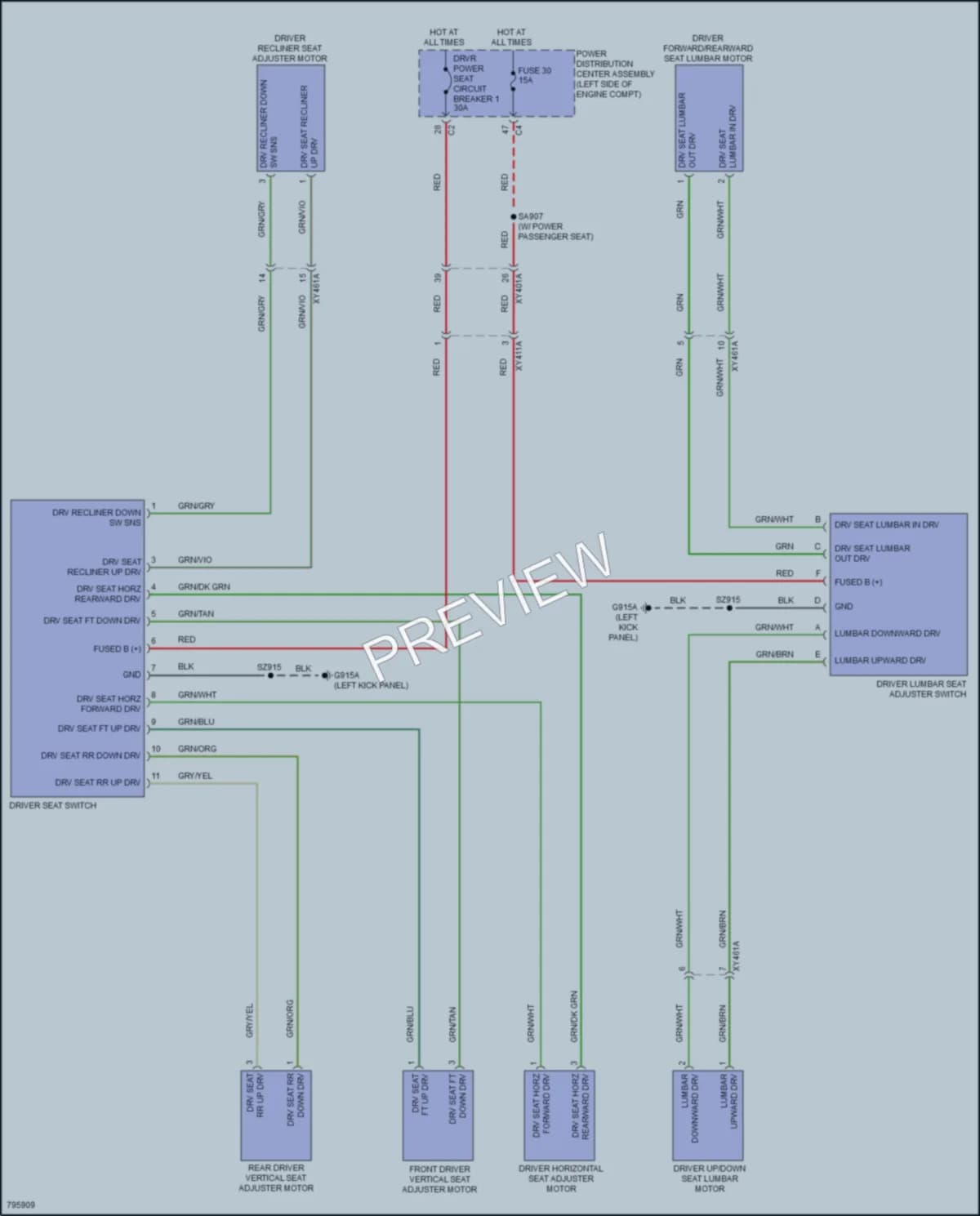 2022 Chrysler PacificaHybrid Power Seats wiring diagram preview