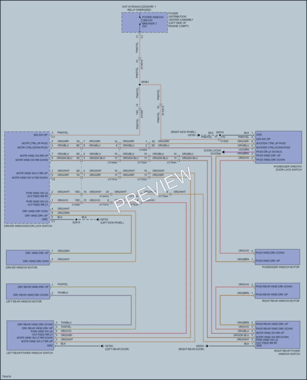 2022 Chrysler PacificaHybrid Power Windows wiring diagram preview