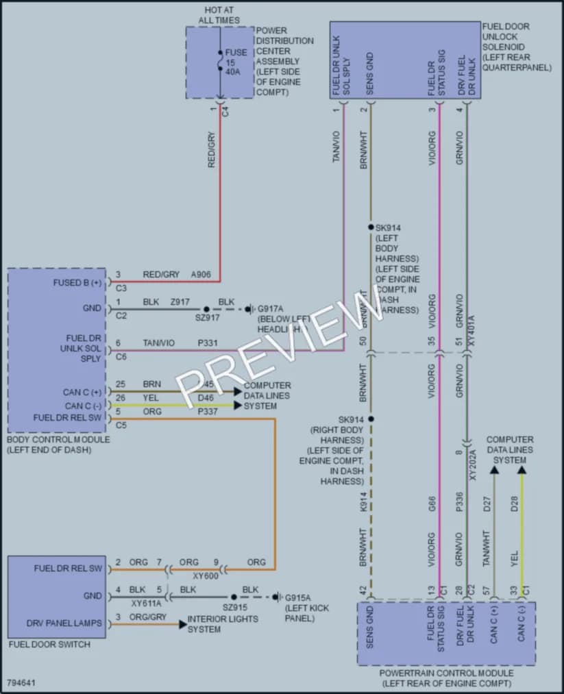 2022 Chrysler PacificaHybrid Trunk Tailgate Fuel Door wiring diagram preview