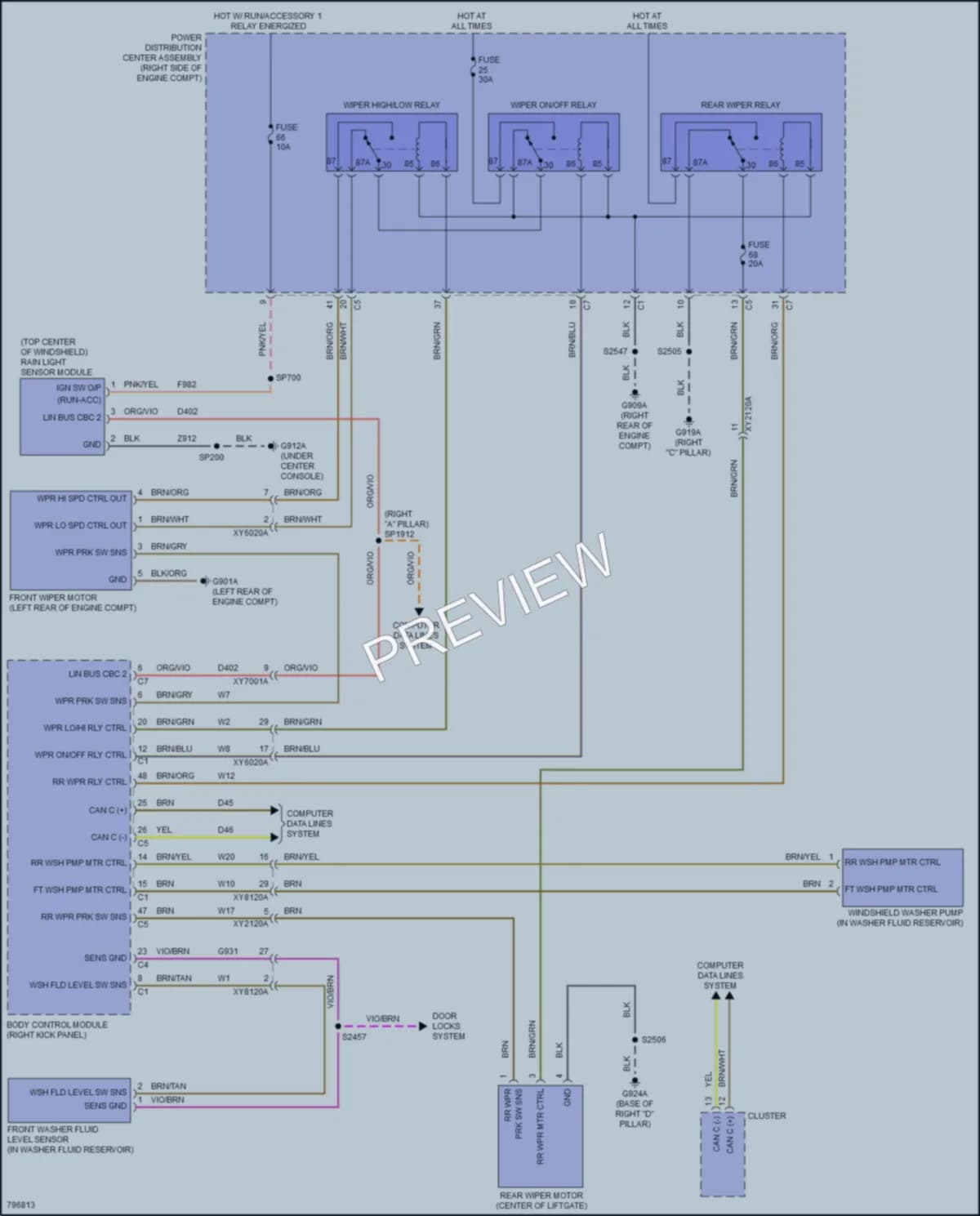 2022 Dodge DurangoPursuit Wiper Washer wiring diagram preview
