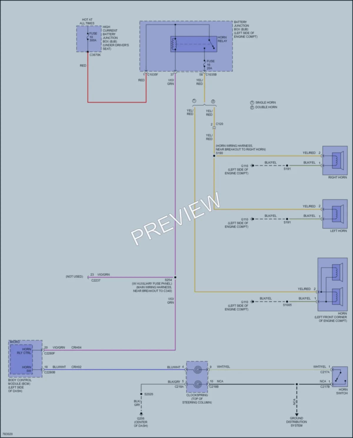 2022 Ford 150Transit Horn wiring diagram preview