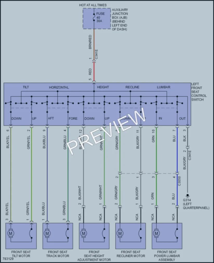 2022 Ford 350Transit Power Seats wiring diagram preview