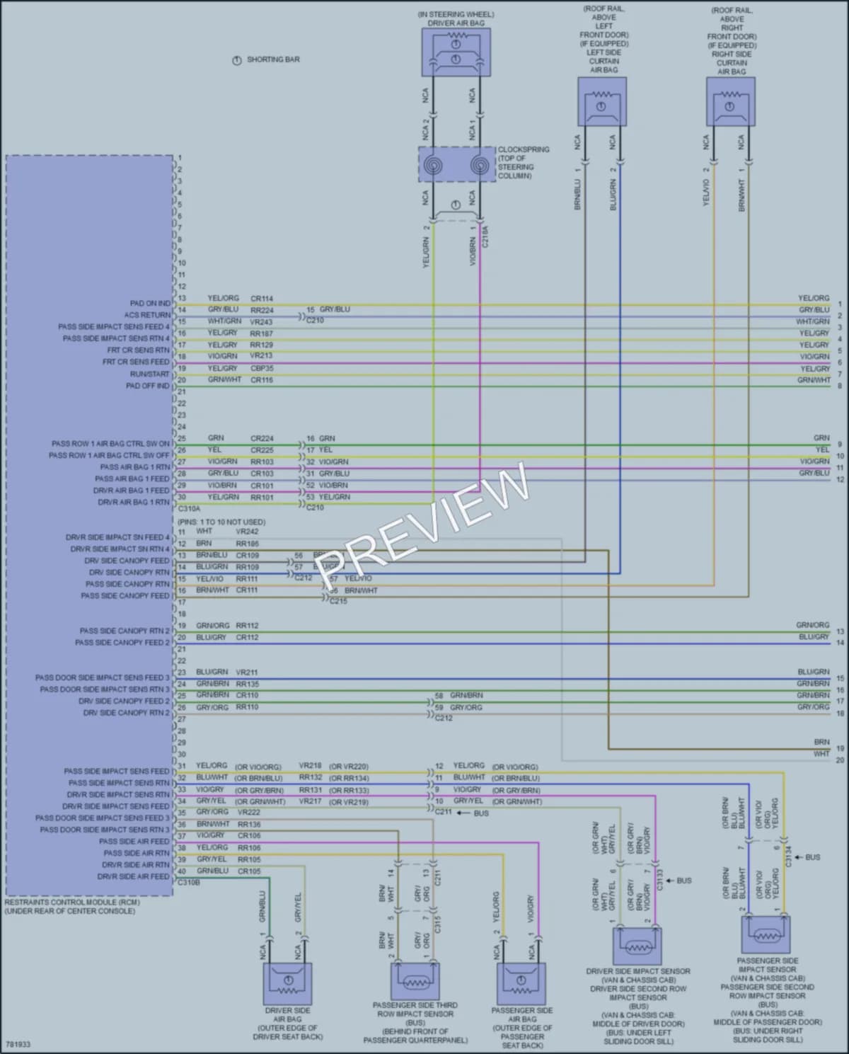 2022 Ford 350Transit Supplemental Restraints wiring diagram preview