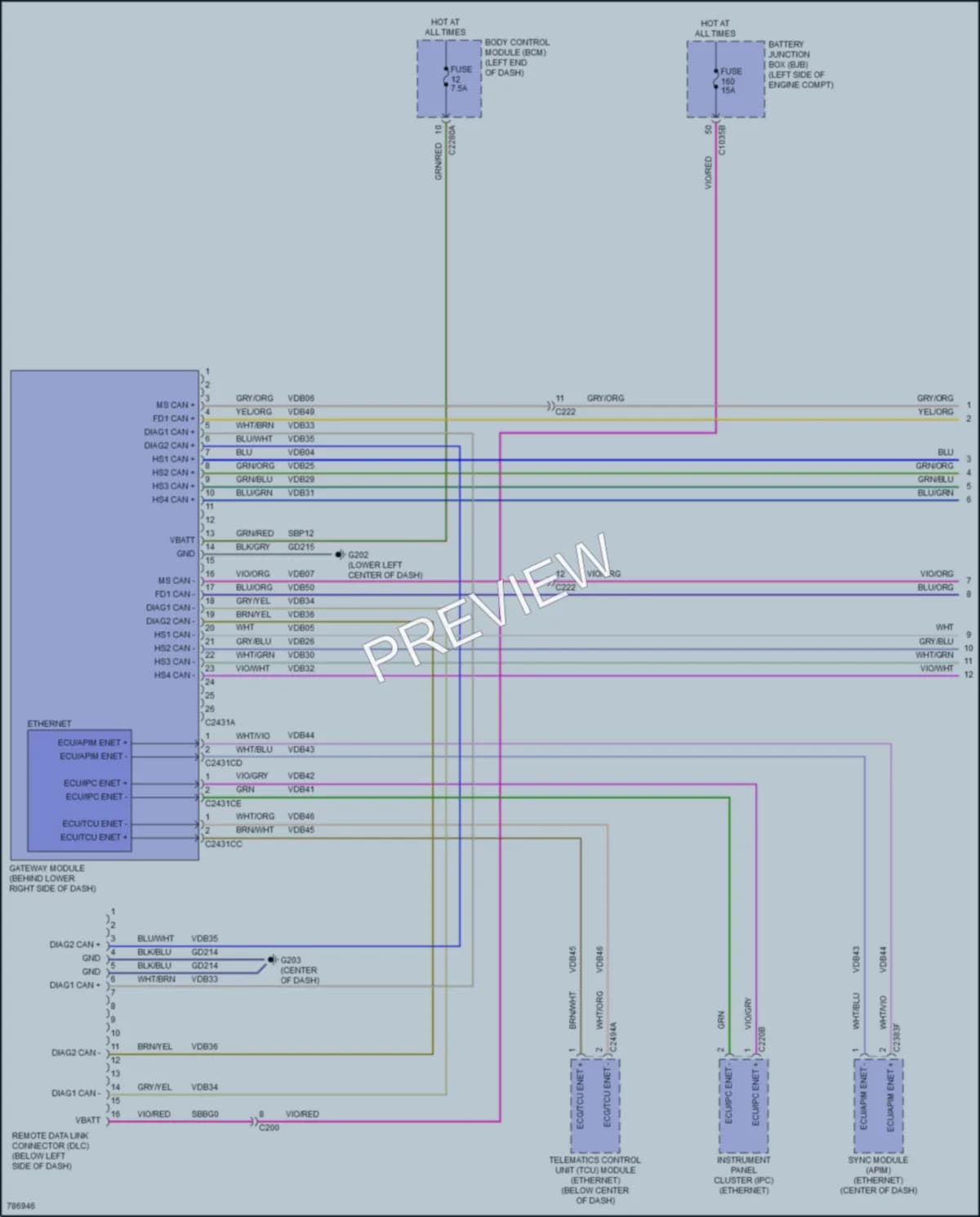 2022 Ford Bronco Computer Data Lines wiring diagram preview