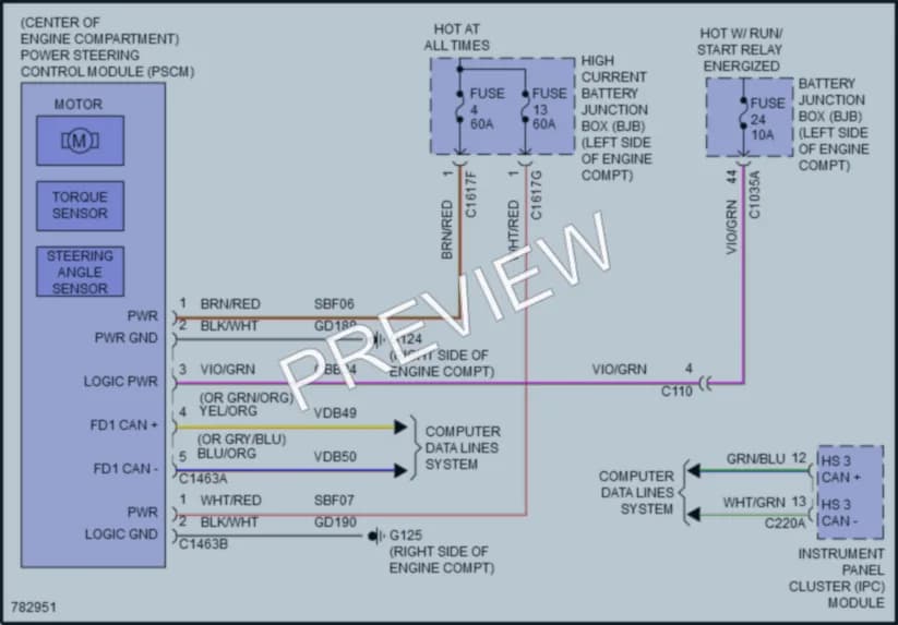2022 Ford Bronco Electronic Power Steering wiring diagram preview
