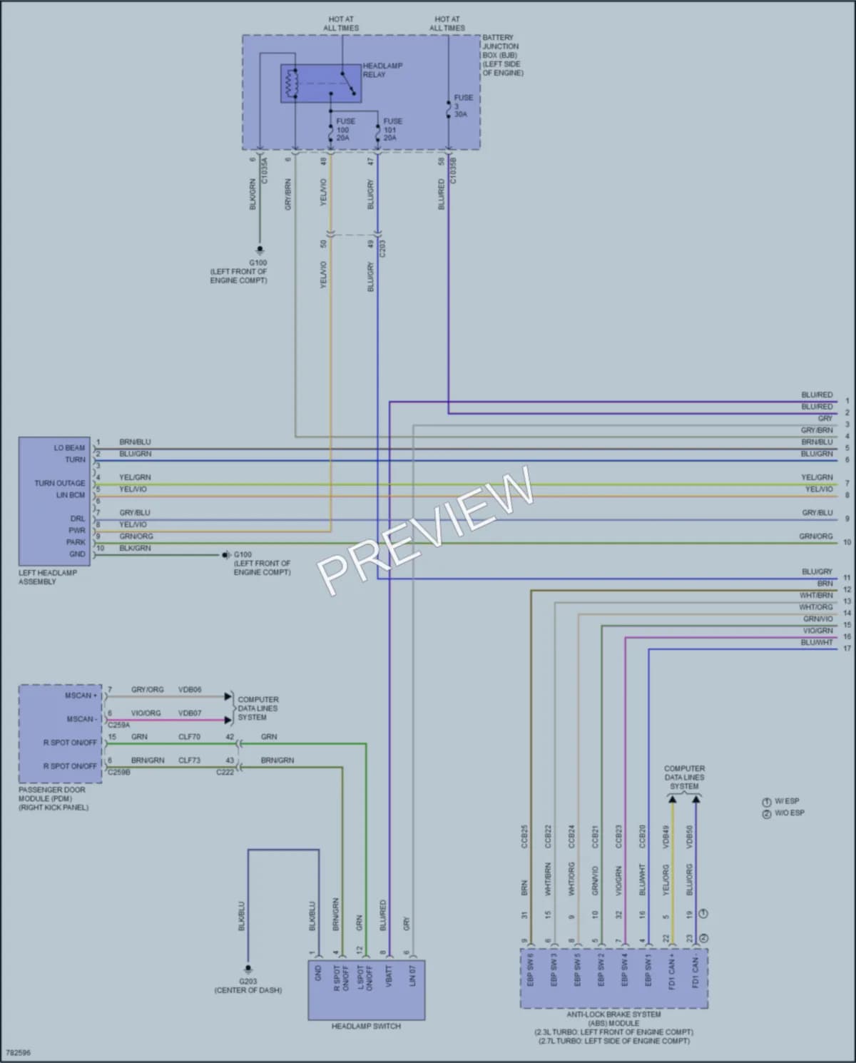 2022 Ford Bronco Headlights wiring diagram preview