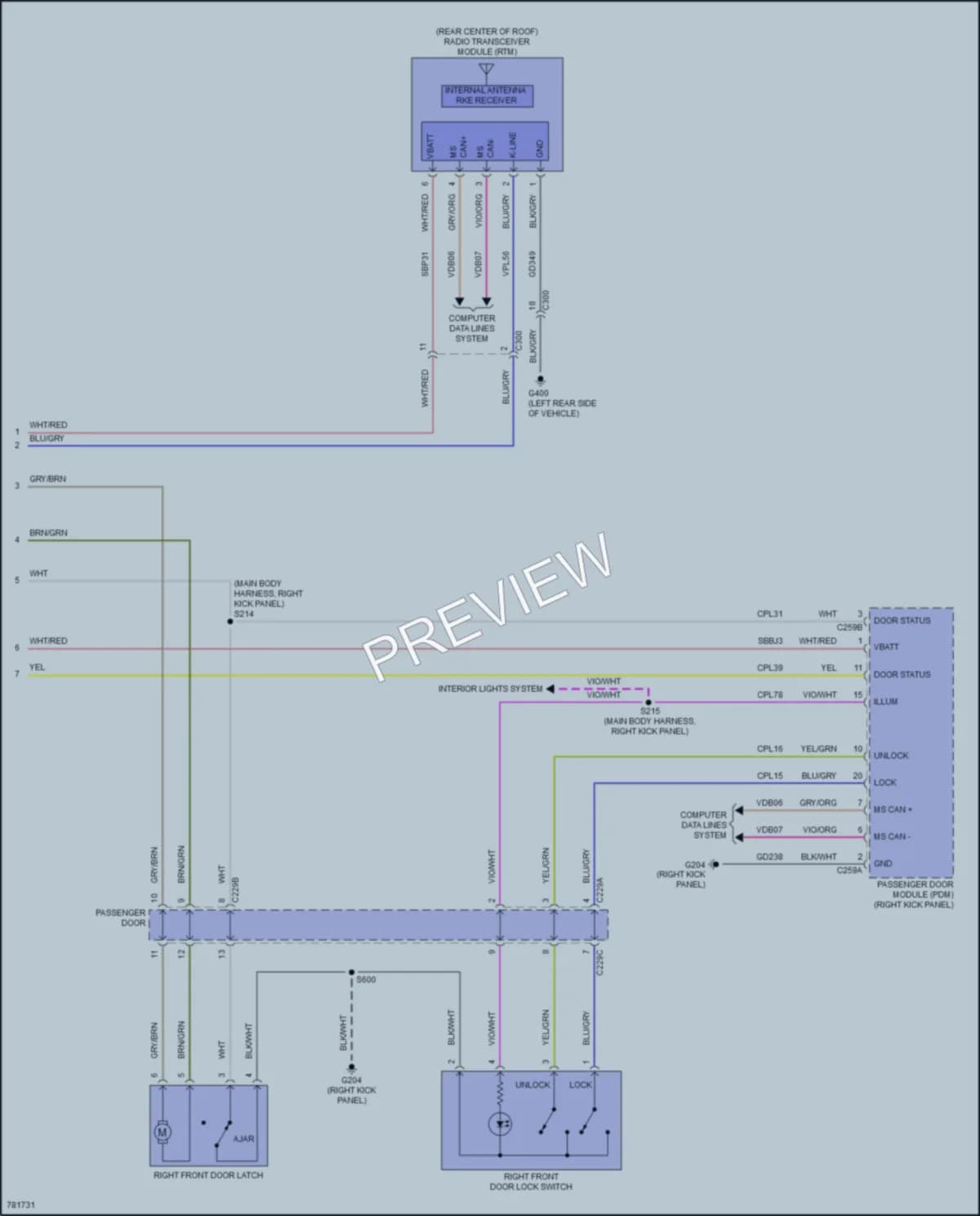 2022 Ford Bronco Power Door Locks wiring diagram preview
