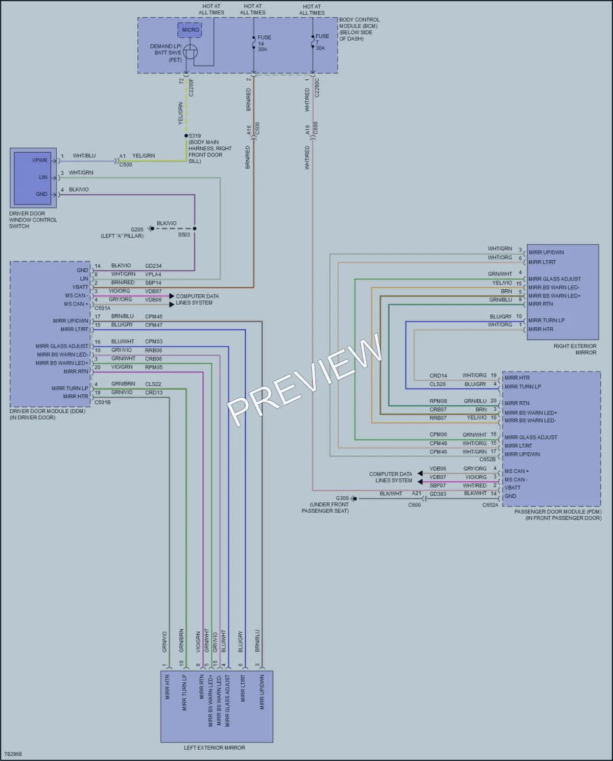 2022 Ford BroncoSport Power Mirrors wiring diagram preview