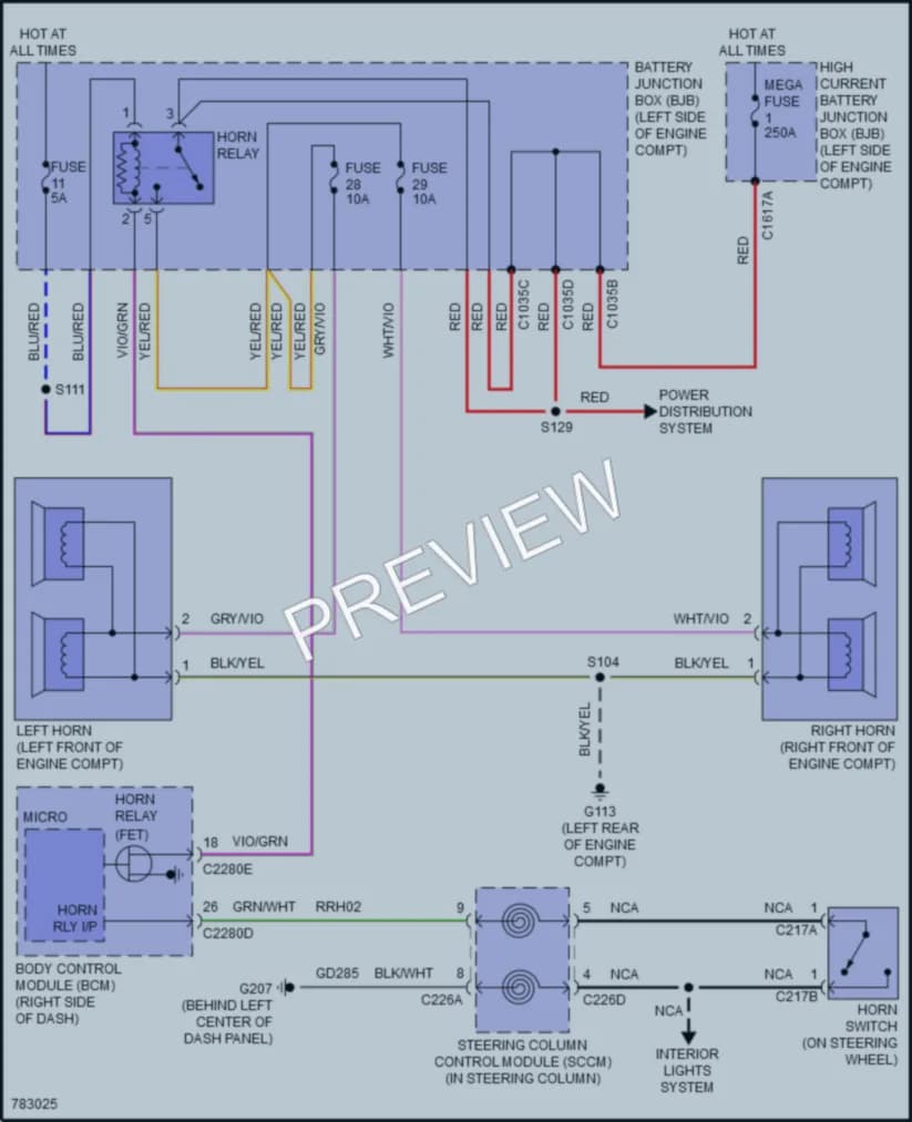 2022 Ford EcoSport Horn wiring diagram preview