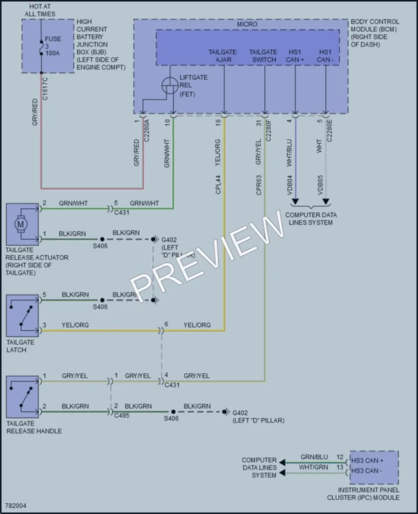 2022 Ford EcoSport Trunk Tailgate Fuel Door wiring diagram preview