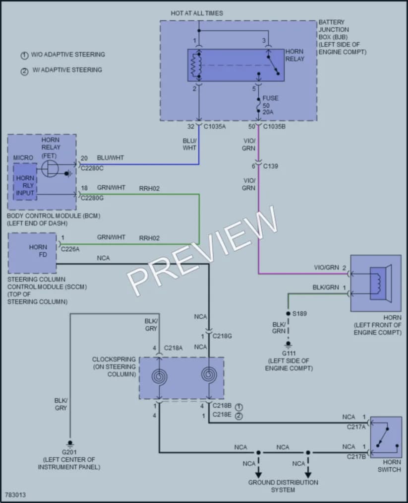 2022 Ford Edge Horn wiring diagram preview
