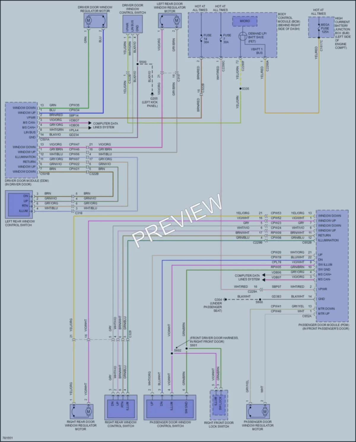 2022 Ford Escape Power Windows wiring diagram preview