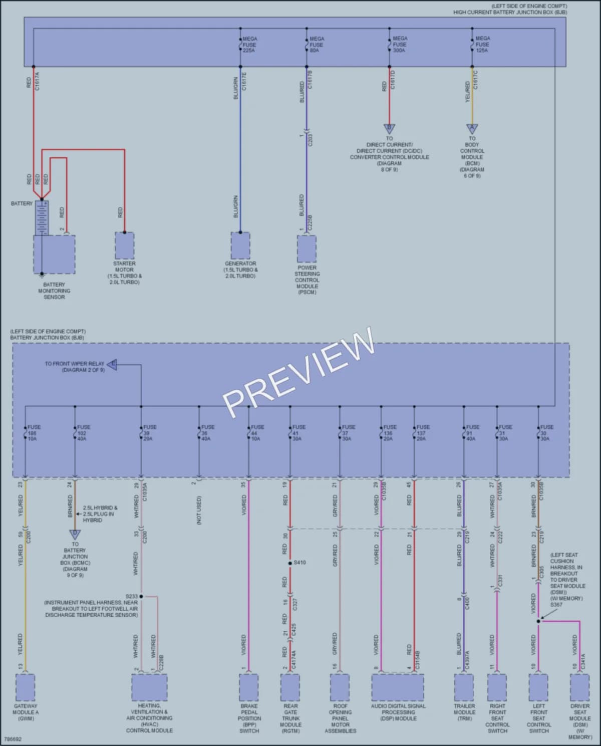 2022 Ford EscapeHybrid Power Distribution wiring diagram preview