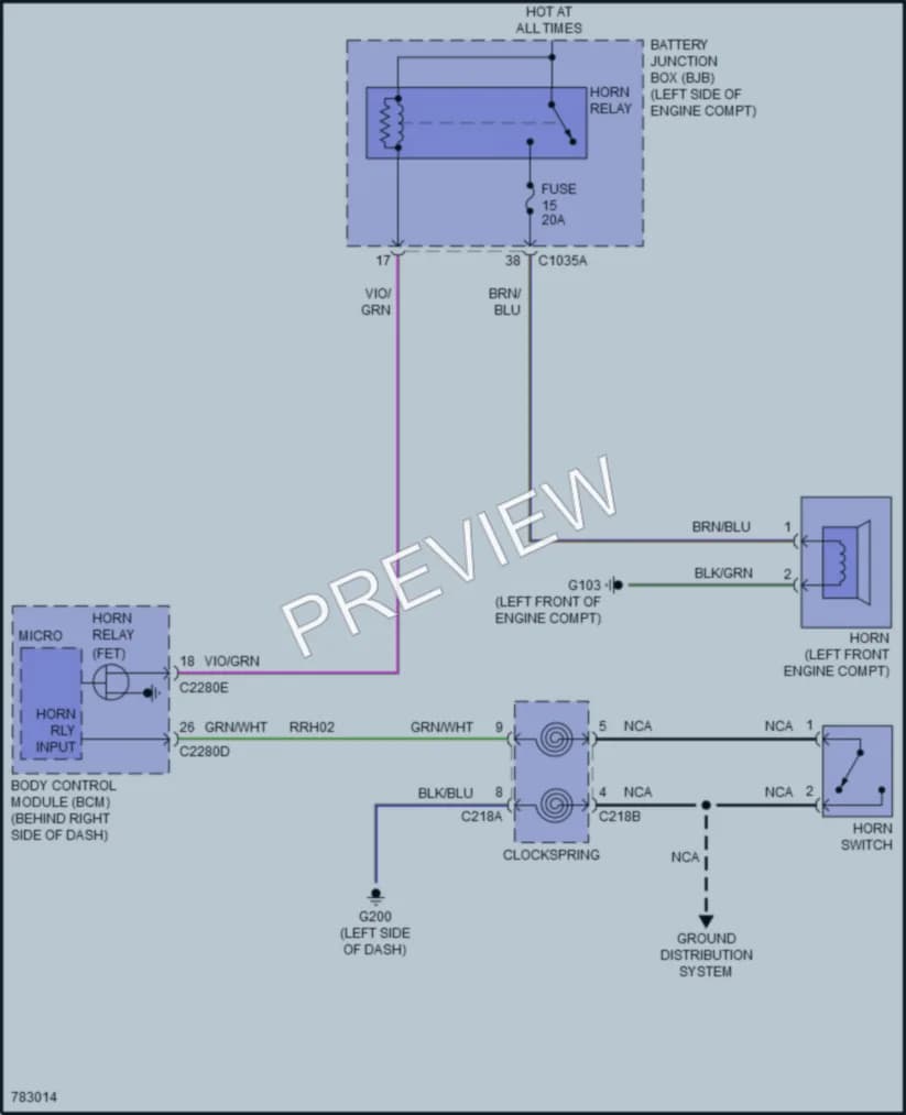 2022 Ford EscapePlugIn Horn wiring diagram preview