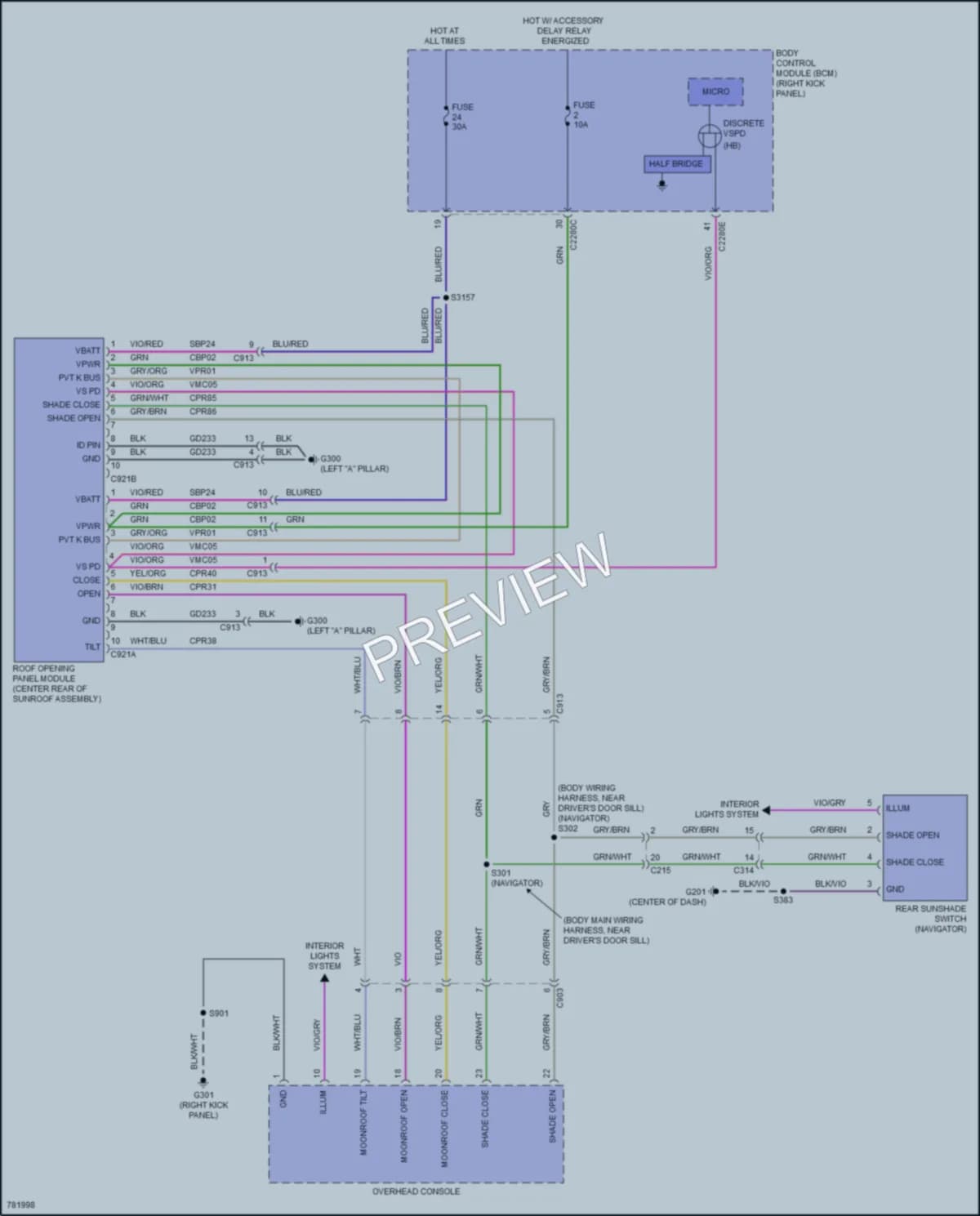 2022 Ford Expedition Power Top Sunroof wiring diagram preview
