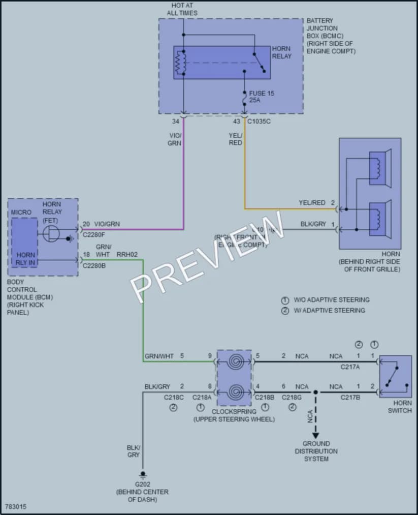2022 Ford F150 Horn wiring diagram preview