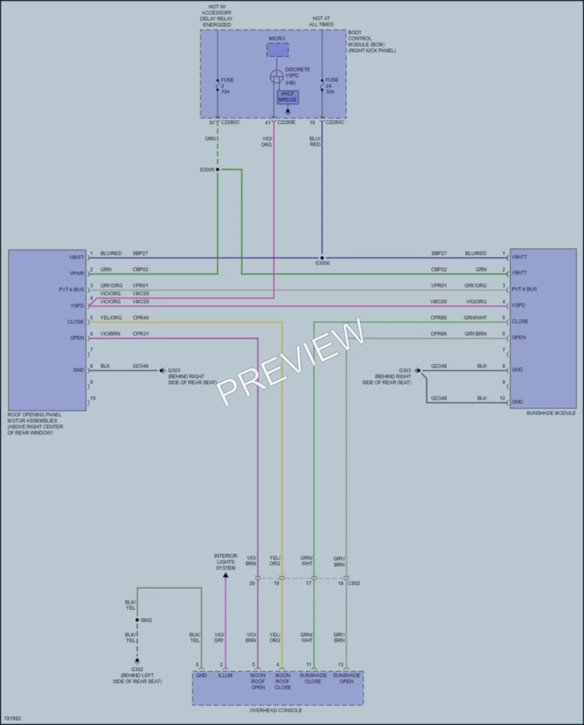 2022 Ford F150 Power Top Sunroof wiring diagram preview